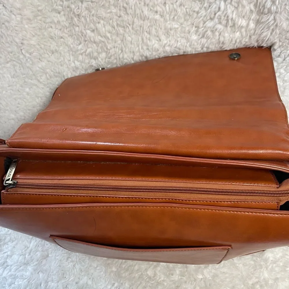 Ecosusi Synthetic leather tan Laptop  Large Briefcase Bow & Eyelet accents